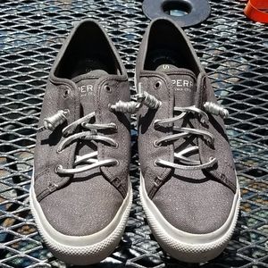 Sperry Sz 9 Women's Sneakers Silver Metallic VGUC
